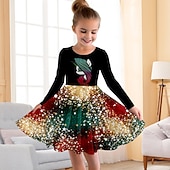 cheap 3D Unicorn Dress-Girls' 3D Rainbow Unicorn Dress Long Sleeve 3D Print Fall Winter Vacation Sports &amp; Outdoor Daily Cute Casual Beautiful Kids 3-12 Years Casual Dress A Line Dress Above Knee Regular Fit