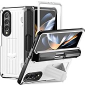 Недорогие Чехлы для Samsung-Чехол для телефона прочный защитный чехол Armor для Samsung Galaxy Z Fold 5 4 3 полностью обвязывающий прочный защитный Flip чехол с встроенной подставкой защитой экрана держателем для S Pen защита