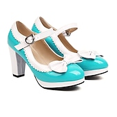 cheap Platform Heels-Women&#039;s Vintage Lolita Mary Jane Heels with Bow and Heart Buckle – Retro Platform Pumps for Cosplay and Parties