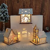 levne Vánoční osvětlení-vánoční led světlo dřevěný dům svítící luxusní bungalov vánoční dekorace domácí dekorace víla noční lampa přívěsek dětský dárek 1ks