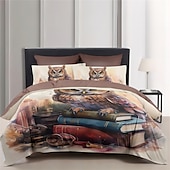 abordables Ensembles de housse de couette-ensemble de housse de couette à motif hibou ensemble de lit 2 pièces ensemble 3 pièces léger doux court en peluche ensemble de literie en coton ensemble de couette ultra doux housse de couette king