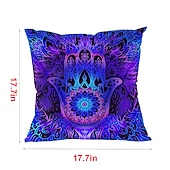 baratos Jogue travesseiros, inserções e capas-Capa de almofadas decorativas com luz negra, 1 peça que brilha no escuro, psicodélica, trippy, macia, quadrada, fronha para quarto, sala de estar, sofá, cadeira