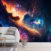 voordelige Behang-3d muurschildering behang zonnestelsel galaxy planet muursticker die print peel en stick verwijderbare pvc/vinyl materiaal zelfklevend/lijm vereist muur decor muurschildering voor woonkamer slaapkamer