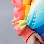 abordables Vision 3D de la Fille &amp; Éclat-Fille 3D à imprimé arc-en-ciel Sweat à capuche Pullover manche longue 3D effet Automne Hiver Actif Mode Le style mignon Polyester Enfants 3-12 ans Capuche Extérieur Casual du quotidien Standard