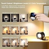 abordables Luces de disco-Luces LED para gabinete con control remoto, lámpara de pared recargable de 3000 mah, 3 temperaturas de color, luz magnética regulable con rotación de 360 °, para pasillo junto a la cama del dormitorio