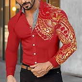 economico camicia da uomo con bottoni-Per uomo Camicia Maglietta informale Camicia con bottoni Abbronzante Ufficio e carriera Ricevimento di matrimonio Nero Bianco Vino Rosso Manica lunga Bavero Primavera &amp; Autunno Abbigliamento Collage