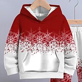 abordables Vision 3D et Géométrie du Garçon-Garçon 3D Motif de flocon de neige Coffrets de Noël Ensemble sweat à capuche et pantalon de survêtement manche longue 3D effet Automne Hiver Actif Mode Frais Enfants 3-12 ans Capuche Extérieur