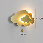 abordables Appliques murales pour enfants-applique murale led intérieur enfants 7w nuage applique chambre d&#039;enfant avec interrupteur à tirette enfants lampe de chevet à intensité variable pour filles garçon chambre décoration acrylique