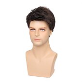 cheap Mens Wigs-Mens Wig Short Drak Brown Wigs Layered Natural Cosplay Party Costume Hair Full Wig for Male Guy