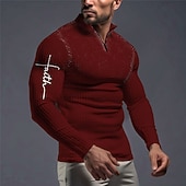 olcso Férfi Vintage póló-Férfi Hit Gofris pólóingek Zip Polo Golf pólóingek Hosszú ujj Pólóingek Cipzár Szüret Szabadtéri Alkalmi / Napi Utcai öltözék 3D Nyomtatott Ősz &amp; tél Fekete Fehér Bor