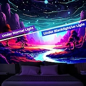 billige Blacklight -billedvev-blacklight billedvev uv reaktiv glød i mørket glød party neon trippy tåkete fjellsopp hengende billedvev veggkunst veggmaleri for stue soverom
