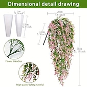 billige Kunstige planter og blomster-4 bunter kunstig lavendel hengende blomsterbukett vinranke hengende planter falsk eføy vinblader til terrasse hjem soverom bryllup innendørs utendørs veggdekor, hjemmedekor, estetisk romdekor