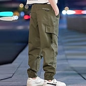 cheap Bottoms-Kids Boys Sweatpants Trousers Pocket Cartoon Letter Breathable Comfort Pants Training Sports Daily Basic Black Avatar Overalls Black Small Label Overalls Army Green Small Label Overalls Mid Waist