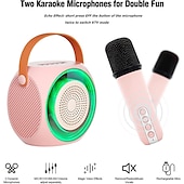 halpa Kaiuttimet-mini karaokelaite lapsille kannettava bluetooth karaokekaiutin 2 langattomalla mikrofonilla ja led-valoilla kotibileisiin syntymäpäivälahjoja pojille/tytöille