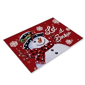 baratos Decoração de Natal-corredor de mesa vermelho, decoração de mesa sazonal em estilo fazenda de férias de inverno