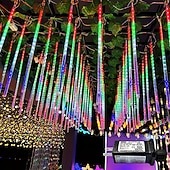 billiga Stickkontakter-1 st jul meteor dusch ljus dekorativt träd ljus lågspänning säkerhetsplugg utomhus vattentät dekorativ ljusslinga 30cm-192led/45cm-288led/75cm-576led