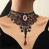abordables Accesorios y más-collar gargantilla de encaje collar punk&amp;amp;Aleación de encaje gótico para cosplay de discoteca, carnaval, bisutería de moda para mujer