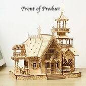levne Skládačky-3D dřevěné puzzle vila dům královský hrad se světelnou montážní hračkou pro dospělé kutily modelové sady stolní dekorace pro dárek