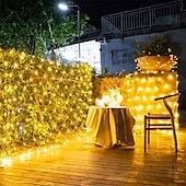 abordables Enchufe eléctrico-Cadena de luces LED de malla atrapasueños de 1,5 x 1,5 x 3 x 2 pulgadas, cielo estrellado, hierba, luz decorativa navideña, luz de ambiente para acampar al aire libre, fiesta navideña, 1 juego