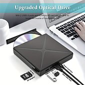 billiga Ljud- och bildtillbehör-extern dvd-enhet/cd-enhet för bärbar dator usb 3.0 bärbar cd dvd/rw-enhet dvd-spelare för bärbar cd-rom-brännare med 3 usb-portar och tf/sd-kortplatser optisk diskenhet för stationär mac pc