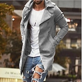 economico Trench da uomo-Per uomo Cappotto invernale Giacca invernale Giubbotto Esterno Strada Tenere al caldo Traspirante Tasche Autunno Inverno Tinta unica Streetwear Per sport Collo ripiegabile Lungo Standard Nero Blu