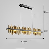 voordelige Unieke kroonluchters-Kristallen kroonluchter luxe 120 cm liner ontwerp kroonluchter mooi grijs sprankelend kristal blad moderne kroonluchter voor keukeneiland woonkamer eetkamer slaapkamer verlichting 110-240v