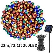 economico Striscie luci ad energia solare-1 stringa di luci solari per esterni - 8 modalità di luce decorativa da giardino, illuminazione notturna d&#039;atmosfera per balconi esterni, decorazioni per Natale, Halloween, San Valentino e feste