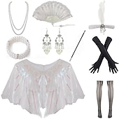 economico Sciarpe &amp; Wrap-Retrò Vintage Anni Ruggenti Anni 1920 Abiti Fascia Flapper Set di accessori Il grande Gatsby Invitato al matrimonio Paillettes Paillettes Per donna Halloween Carnevale Mascherata Carnevale Festa