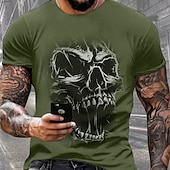 abordables Camiseta gráfica para hombres-Hombre Cráneos Camiseta Camiseta superior 100% Algodón Manga Corta Gráfico Camisa Negro Blanco Camiseta cómoda Deporte Festivos Ropa de diseñador de moda