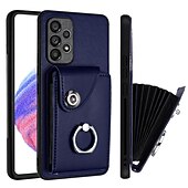 cheap Samsung Cases-Phone Case For Samsung Galaxy S24 S23 S22 S21 S20 Ultra Plus FE A54 A34 A14 S25 Ultra Wallet Case Ring Holder Card Slot Shockproof Solid Color TPU PU Leather