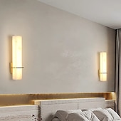economico Lampade LED da parete-moderno applique da parete in marmo lungo lineare lampada da parete in ottone dorato comodino applique da parete per bagno lampada da trucco bar cablaggio a parete illuminazione per soggiorno sala da