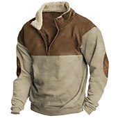 baratos Suéteres básicos-Homens Moletom Moletom com zíper Marron Meio Zíper Tecido Patchwork Bloco de cor Desportos e Ar livre Diário Feriado Roupa de rua Básico Casual Outono &amp; inverno Roupa Moletons Moletons