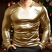 voordelige basis t-shirts-Voor heren T-shirt Shirt met lange mouwen Lange mouw Coltrui Lente &amp; Herfst Effen Modieus Ontwerper Basic Vakantie Straat Uitgaan Zwart Goud Grijs Top T-shirt voor mannen