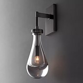 cheap Indoor Wall Lights-Gold Black Wall Sconces Bedside Light with Clear Solid Glass Raindrop for Indoor Wall Lights Living Room Kitchen Hallway