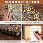 cheap Notebooks &amp; Planners-8 Types Embossed Leather Journal Diary Business Notebook  Agenda Antique Handmade Relief Notebook Phoenix Immortal Bird Travel Notebook Agenda Book Gift for Friends Size A5 (8.4x5x0.7 Inches)