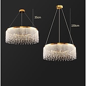 preiswerte Kronleuchter-Deckenleuchten, moderne LED-Kronleuchterlampe, moderner Kristallkronleuchter, kompatibel mit Wohnzimmer, goldene runde Kristalllampe, luxuriöse Wohndekorleuchte, LED-Hängeleuchte, moderne