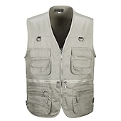 billiga Gilets-herr vandringsväst / gilet fiskeväst utomhus lätt, andas, slitstyrka, flera fickor, resor, last, safari, väst, topp, enkel, skjutreglage, camping, jakt, fiske, svart, röd, grön, khaki