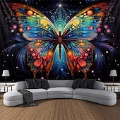 levne Tapiserie Blacklight-blacklight gobelín uv reaktivní záře ve tmě záře party neon trippy mlhavý motýl závěsný gobelín nástěnná malba pro obývací pokoj ložnice