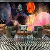 voordelige Behang-3d muurschildering behang zonnestelsel galaxy planet muursticker die print peel en stick verwijderbare pvc/vinyl materiaal zelfklevend/lijm vereist muur decor muurschildering voor woonkamer slaapkamer