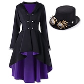 baratos Conjuntos-Conjuntos com fraque, cartola steampunk com óculos removíveis, 2 peças, retrô, vintage, punk, gótico, medieval, sobretudo, agasalhos, mulheres, adultos, plus size, fantasia de cosplay, halloween,