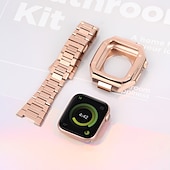 preiswerte Apple Watch-Armbänder-Gliederarmband Kompatibel mit Apple Watch Armband 40mm 41mm 44mm 45 mm mit Fall Herren Schmetterlingsschnalle Edelstahl Ersatzarmband für iwatch Series 9 8 7 6 5 4 SE
