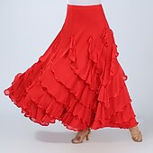 levne Oblečení do tanečního sálu-Standardní tance Sukně Volány Čistá Barva Barevně dělené Dámské Výkon Trénink Vysoký Spandex
