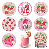 billige Placemats &amp; Coasters &amp; Trivets-diamantmaleraler sett med 6 stk eller 8 stk, runde dalbaner-sett med holder gjør-det-selv-diamant-og-dal-dal-dal-dal-dal-daler skli- og dalbane for voksne diamantmalesett rekvisita