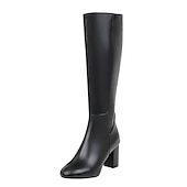 preiswerte Modische Stiefel-braune kniehohe Damenstiefel mit seitlichem Reißverschluss und Blockabsatz - elegantes und vielseitiges Schuhwerk für Herbst und Winter