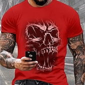 abordables Camiseta gráfica para hombres-Hombre Cráneos Camiseta Camiseta superior 100% Algodón Manga Corta Gráfico Camisa Negro Blanco Camiseta cómoda Deporte Festivos Ropa de diseñador de moda