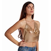 economico Costumi e travestimenti sexy-Brillanti Sexy Anni &#039;80 Catena per il corpo Top Corto Disco Per donna Feste Club Adulti Top
