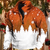 cheap Christmas Scene Sweatshirt-Men&#039;s Snowflake Christmas Scene Sweatshirts Sweatshirt Sweatshirt Pullover Quarter Zip Hoodie Long Sleeve Sweatshirt Stand Collar Fashion Cool Daily 3D Print Christmas Vacation Going out Print Spring