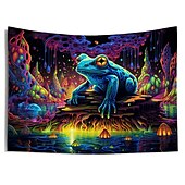 economico Arazzi Blacklight-arazzo a luce nera reattivo ai raggi UV che si illumina al buio festa fluorescente al neon foresta nebbiosa rana arazzo appeso arte murale per soggiorno camera da letto