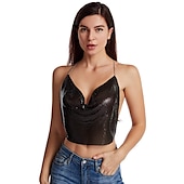 economico Costumi e travestimenti sexy-Brillanti Sexy Anni &#039;80 Catena per il corpo Top Corto Disco Per donna Feste Club Adulti Top