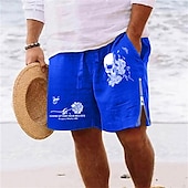 cheap Holiday-Men&#039;s Skull Sunflower Shorts Summer Shorts Beach Shorts Mid Waist Hawaiian Casual Daily Holiday Going out Zipper Drawstring Elastic Waist Designer Clothing Apparel